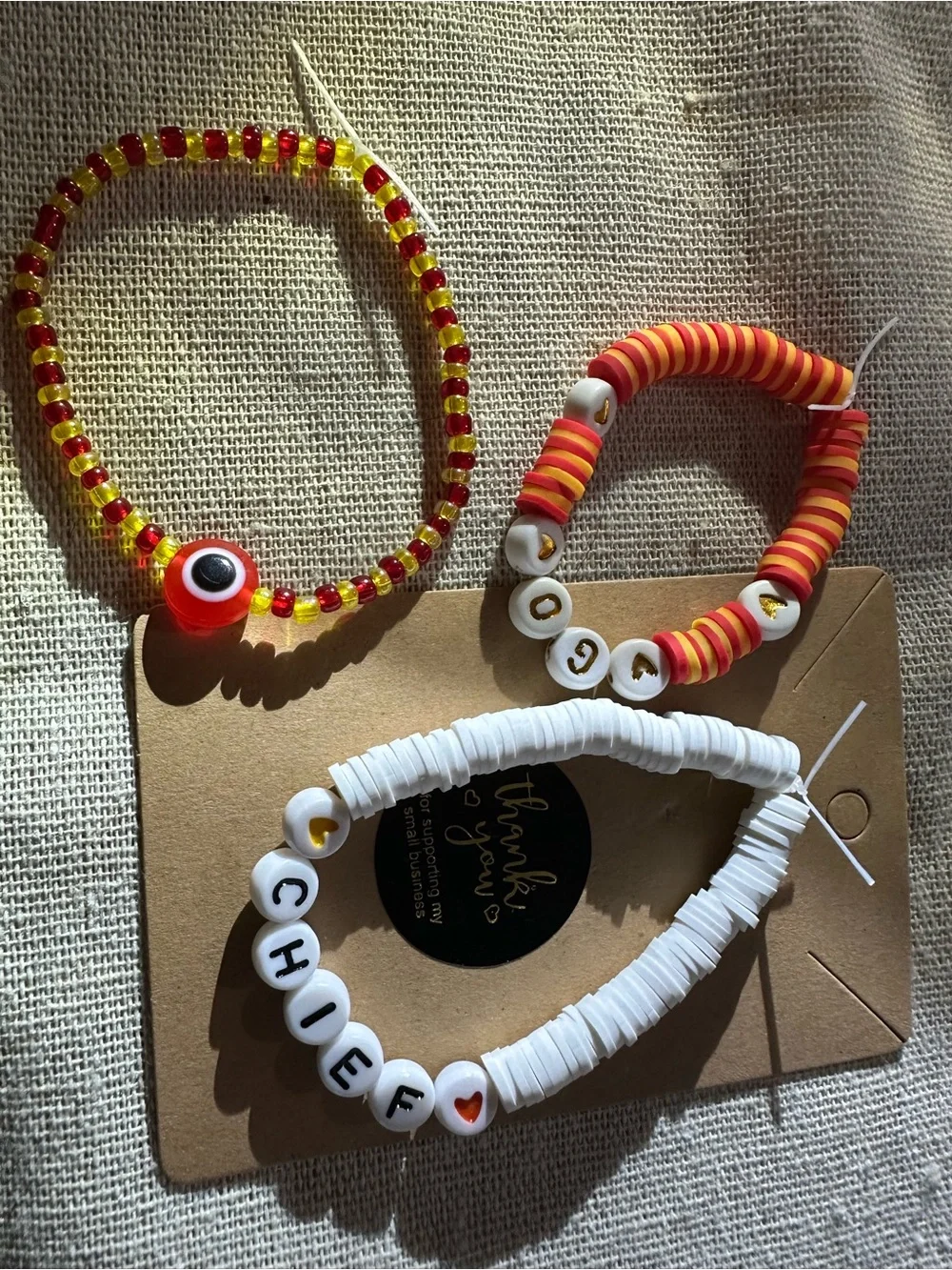 Women’s  Beaded Bracelet Set - White & Red/Yellow Fun Stack